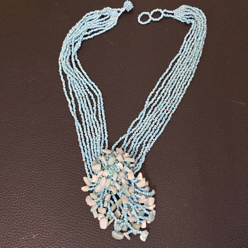 Amazonite hand beaded necklace